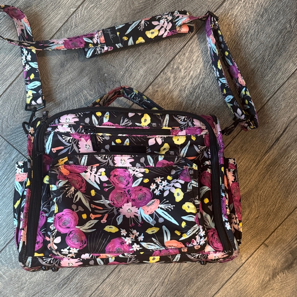 Floral Crossbody Bag in Black and Pink